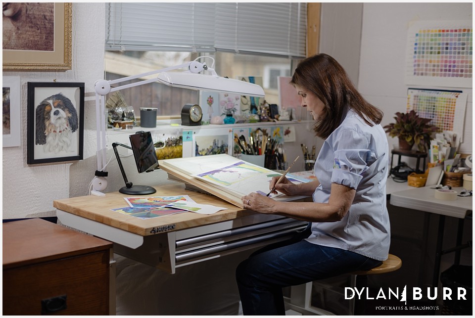 personal branding photography of watercolor artist in studio