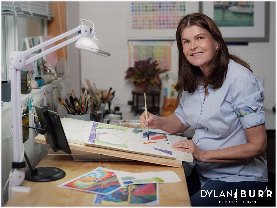 branding photos of watercolor artist at work