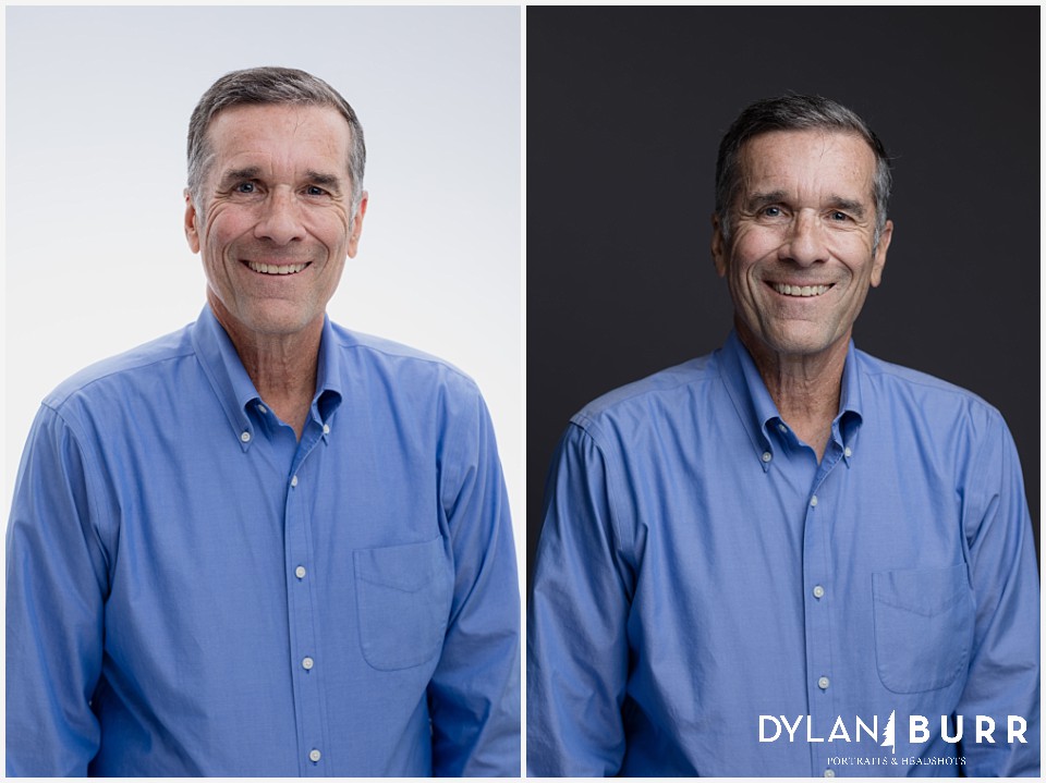 denver mens simple studio headshot session white and dark grey