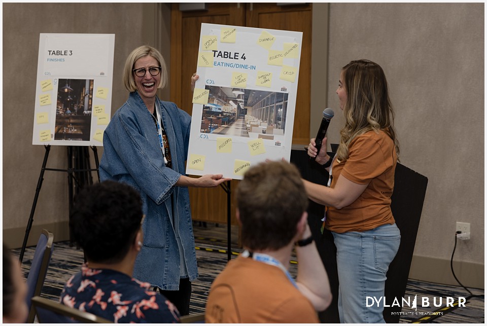 presenting new ideas to the room of attendees